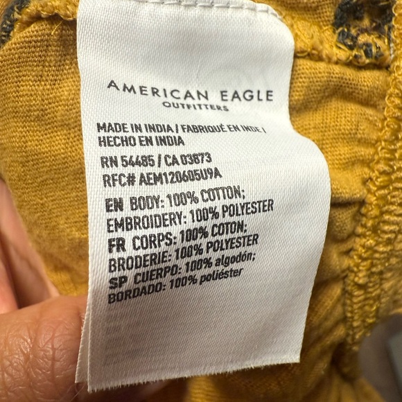 American Eagle Crop Top Yellow Embroidered Off Shoulder Cottagecore Boho Size XS - Picture 7 of 7